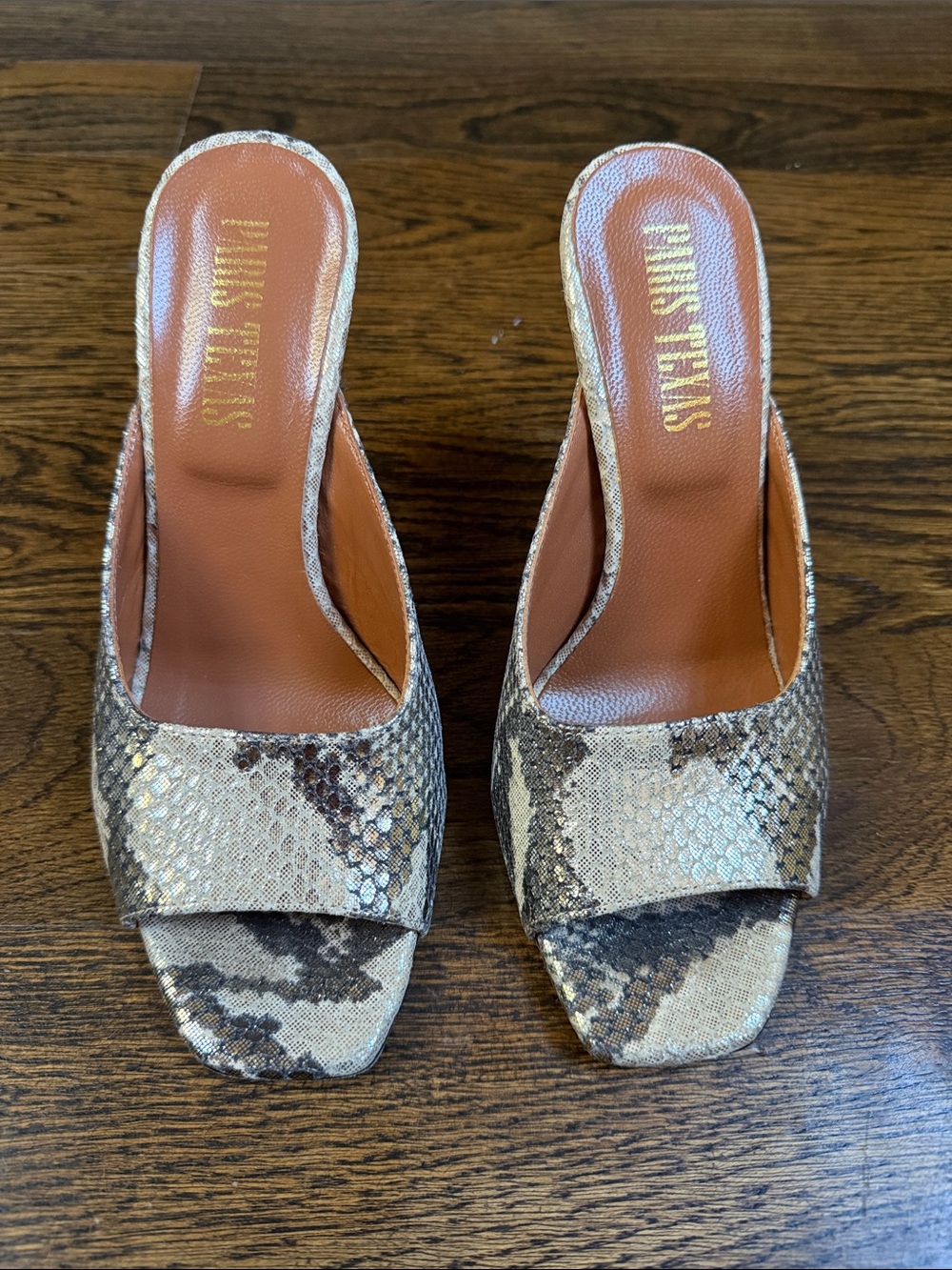 Paris Texas Bronze Gold Snakeskin Heels Size 35/5